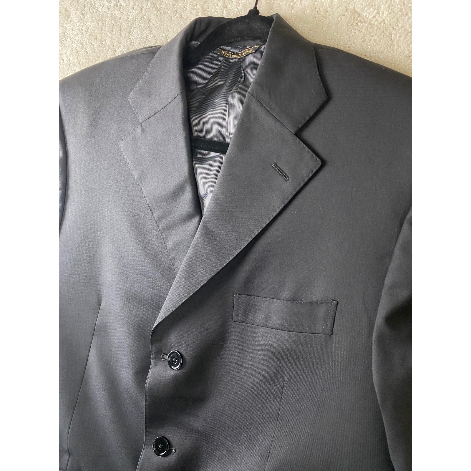 Mabro Handmade Blazer Mens It 54 Black Guabello Super 140s Wool Italy Sport Coat